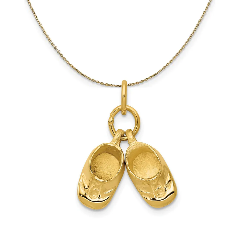 14k Yellow Gold Polished Baby Shoes Necklace