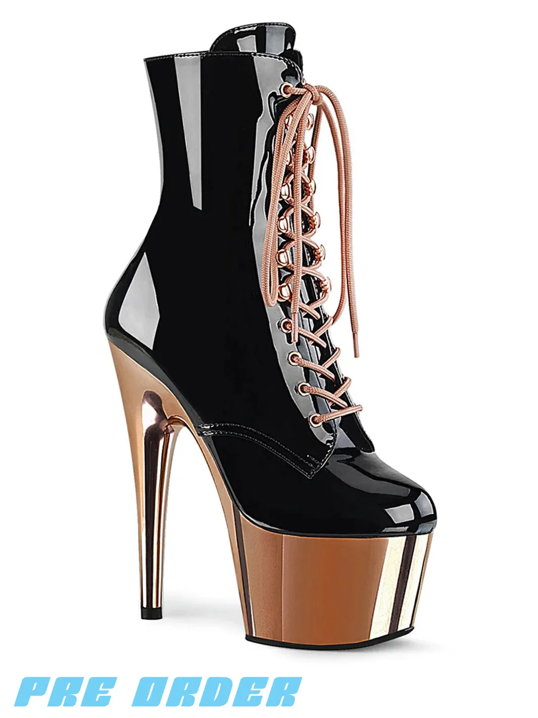 ADORE-1020 - BLACK PATENT & ROSE GOLD CHROME  PRE ORDER 