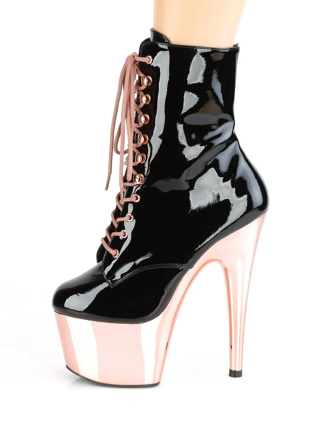 ADORE-1020 - BLACK PATENT & ROSE GOLD CHROME  PRE ORDER 