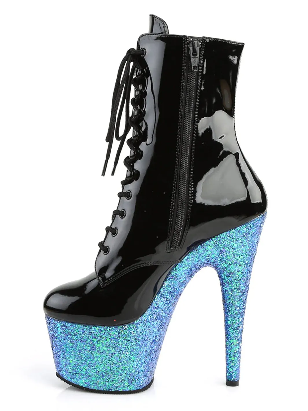 ADORE-1020LG - BLACK PATENT / BLUE GLITTER  PRE ORDER 