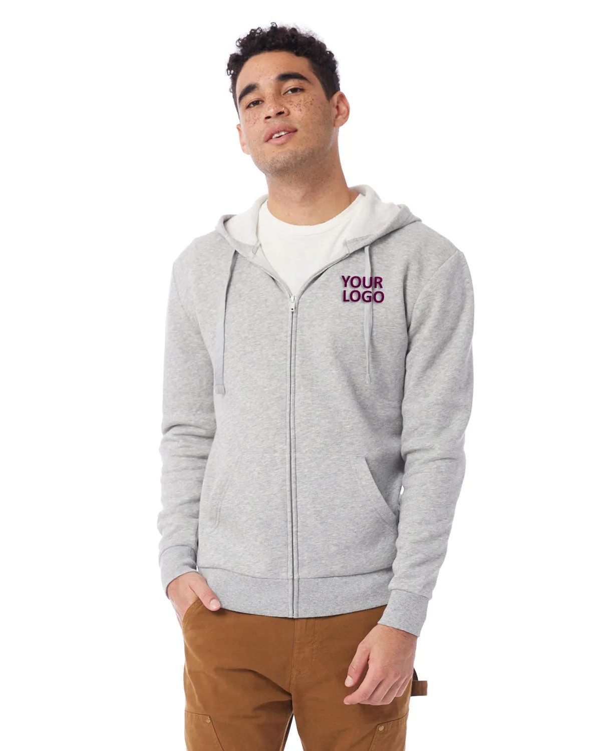 Alternative Unisex Eco-Cozy Fleece Zip Hoodie, Heather Grey