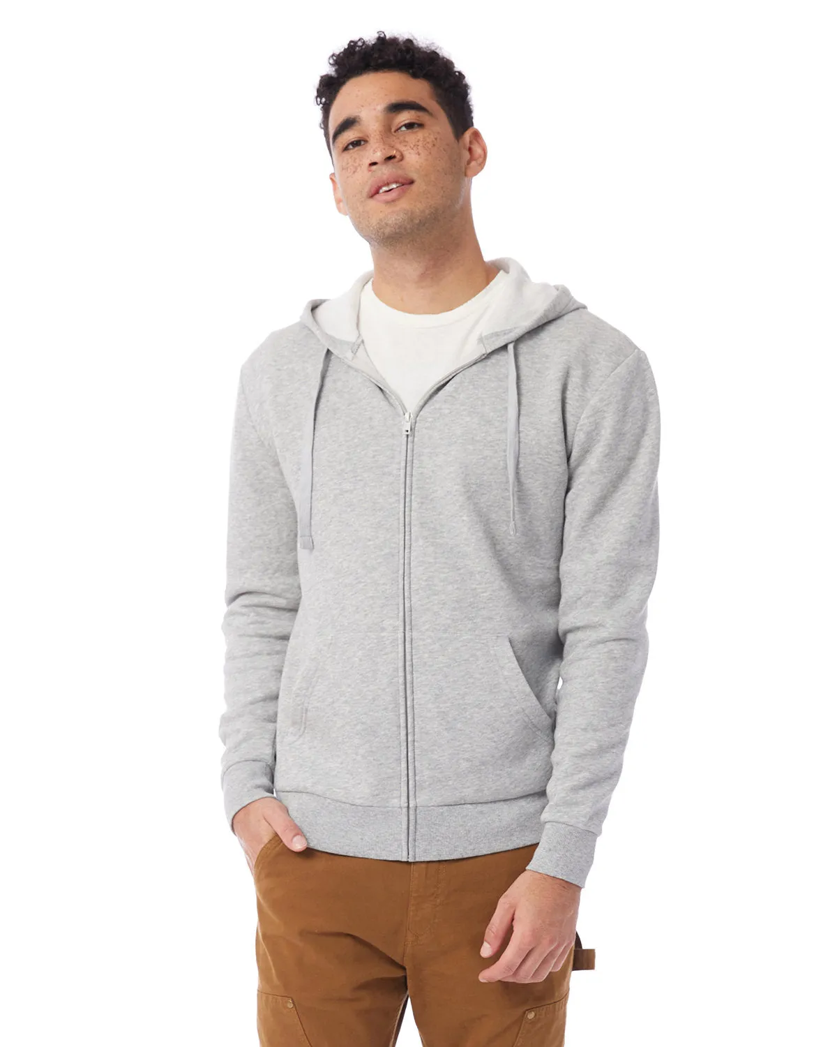 Alternative Unisex Eco-Cozy Fleece Zip Hoodie, Heather Grey