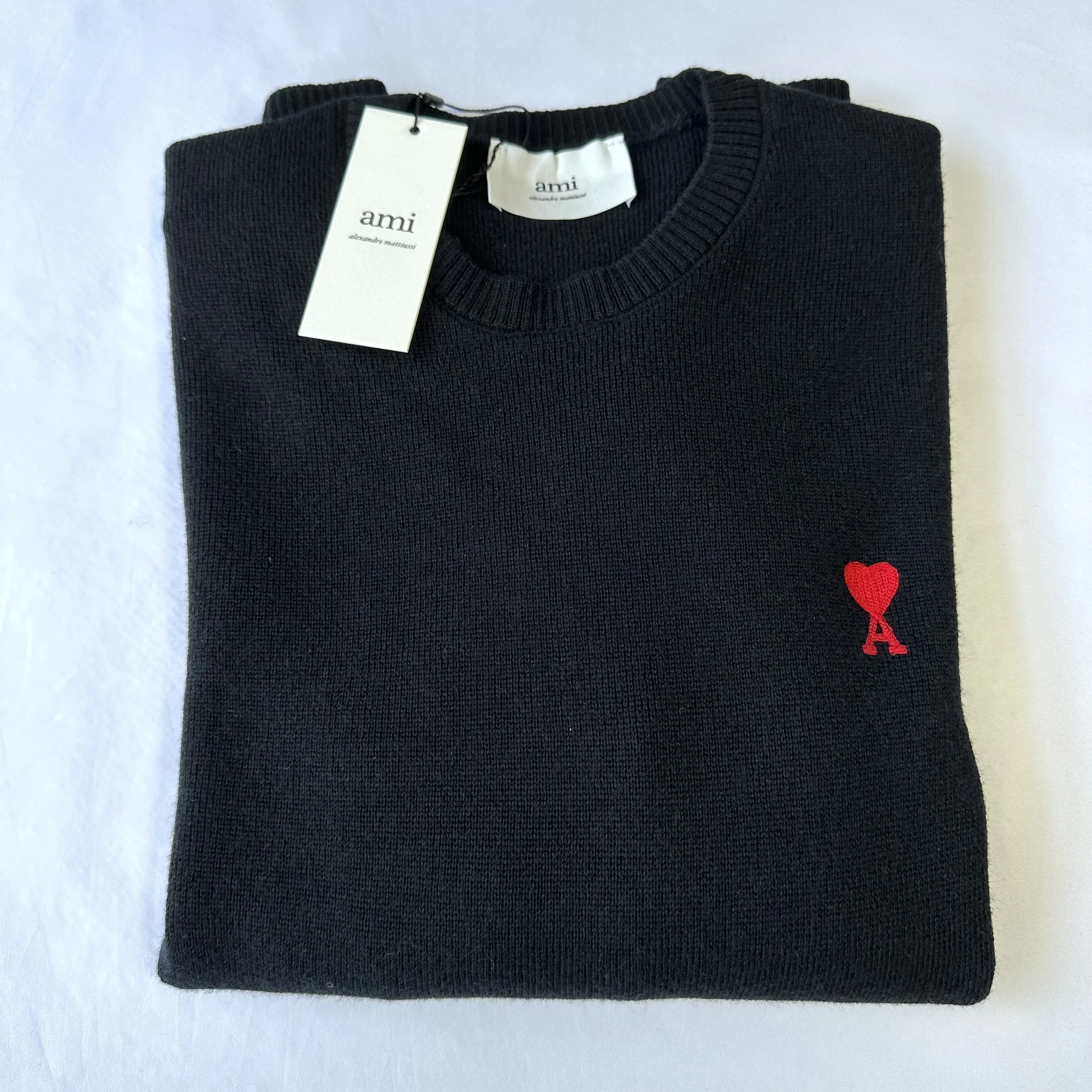 AMI PARIS  |Crew Neck Pullovers Heart Unisex Wool Fine Gauge