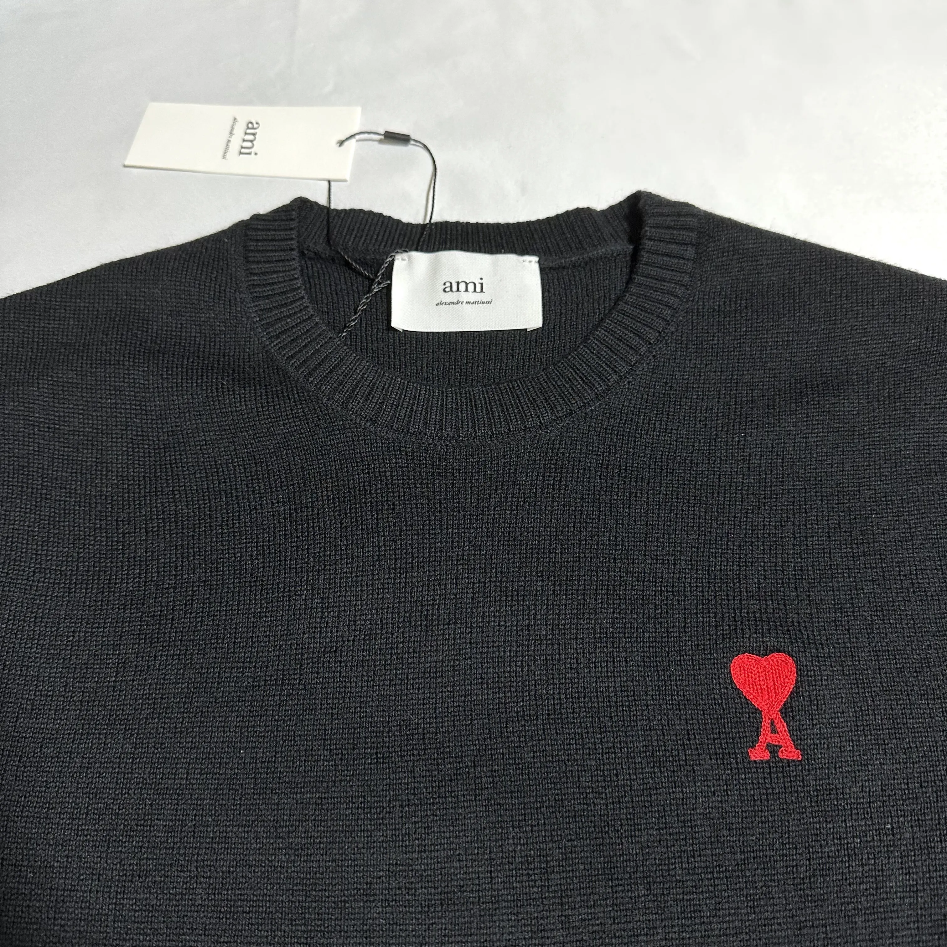 AMI PARIS  |Crew Neck Pullovers Heart Unisex Wool Fine Gauge