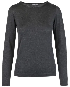 Anthracite Cashmere Silk Boatneck Top