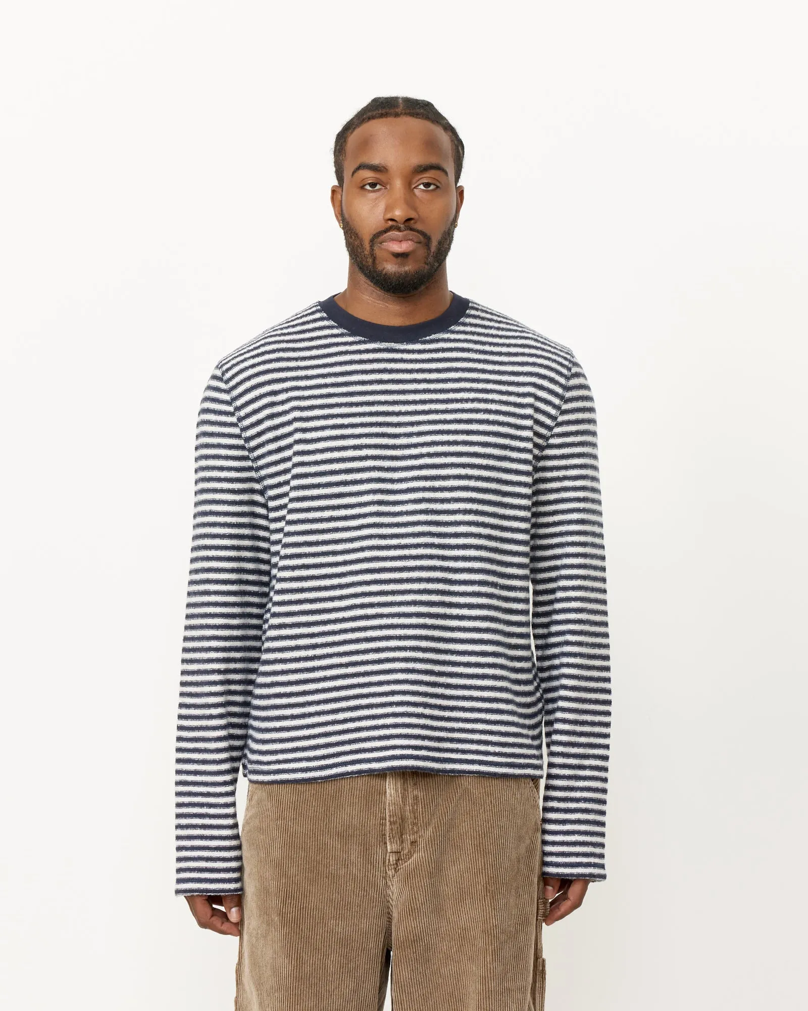 Artist Round Neck Knit in Malaga Stripe Brushed Cotton