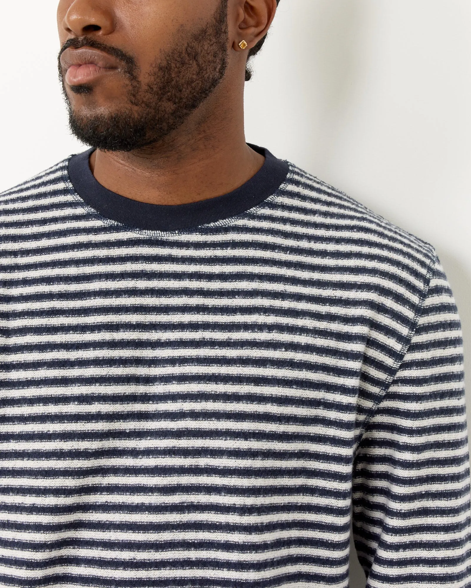 Artist Round Neck Knit in Malaga Stripe Brushed Cotton