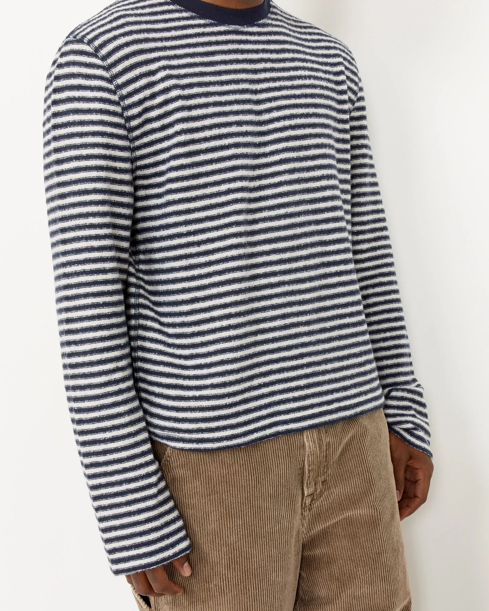 Artist Round Neck Knit in Malaga Stripe Brushed Cotton