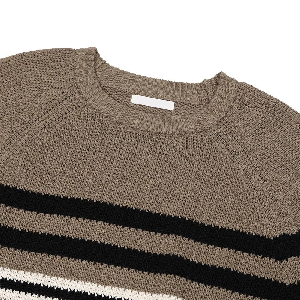 ASCLO  |Crew Neck Pullovers Stripes Unisex Street Style U-Neck