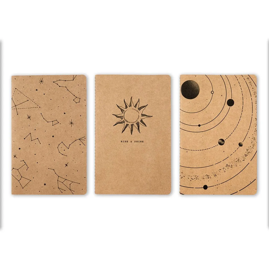 Astronomy Kraft 3 Pack Lined Notebooks