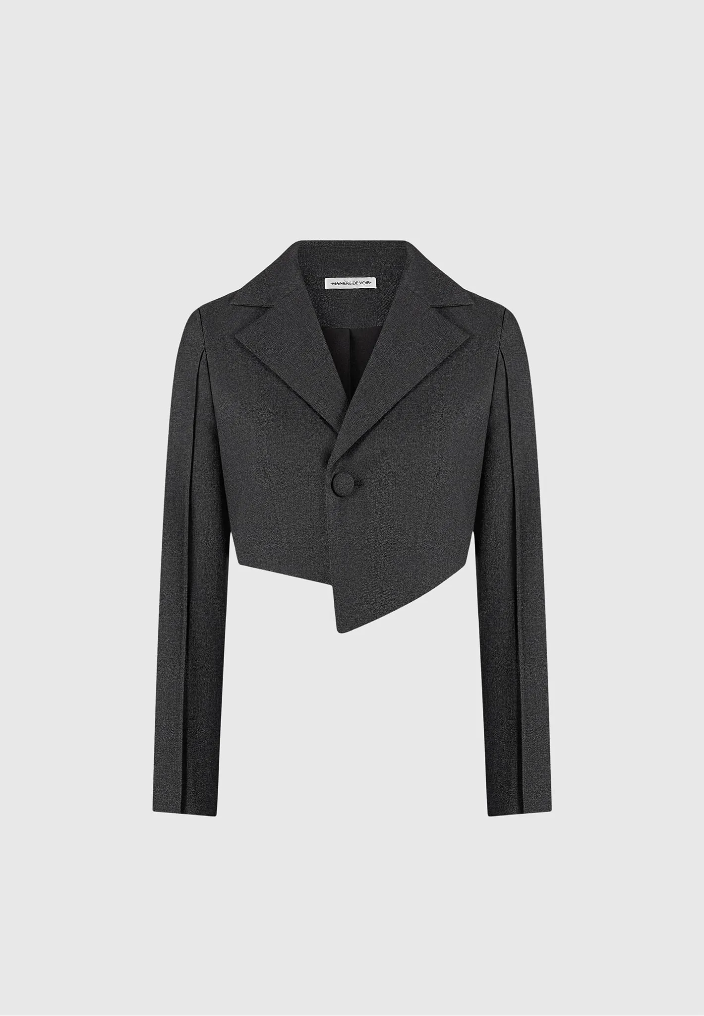 Asymmetric Tailored Cropped Blazer - Dark Grey