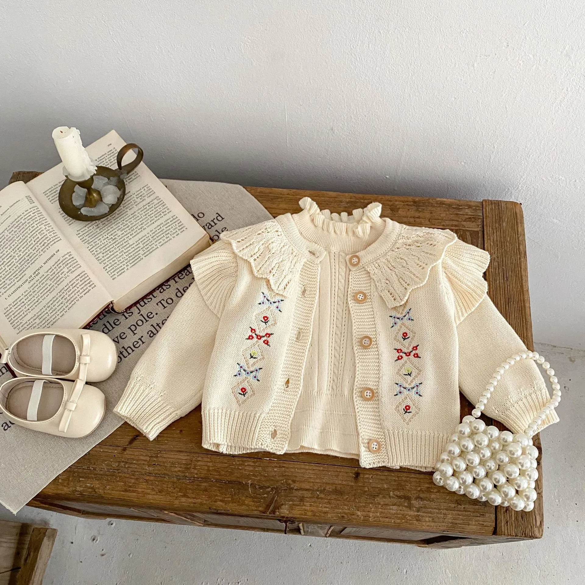 Baby Kid Girls Flower Embroidered Cardigan Wholesale 24011159