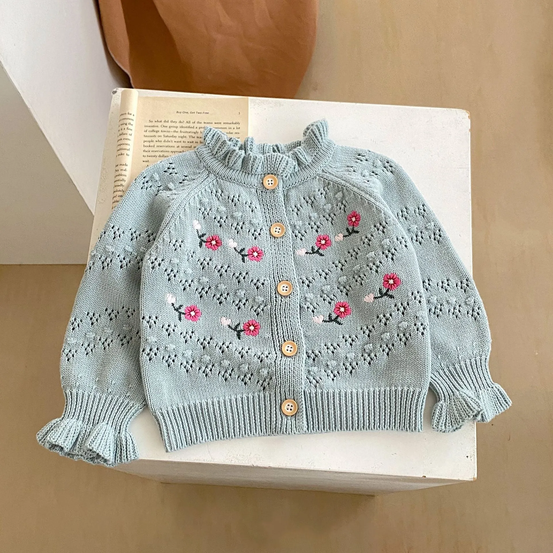 Baby Kid Girls Flower Embroidered Cardigan Wholesale 24011162