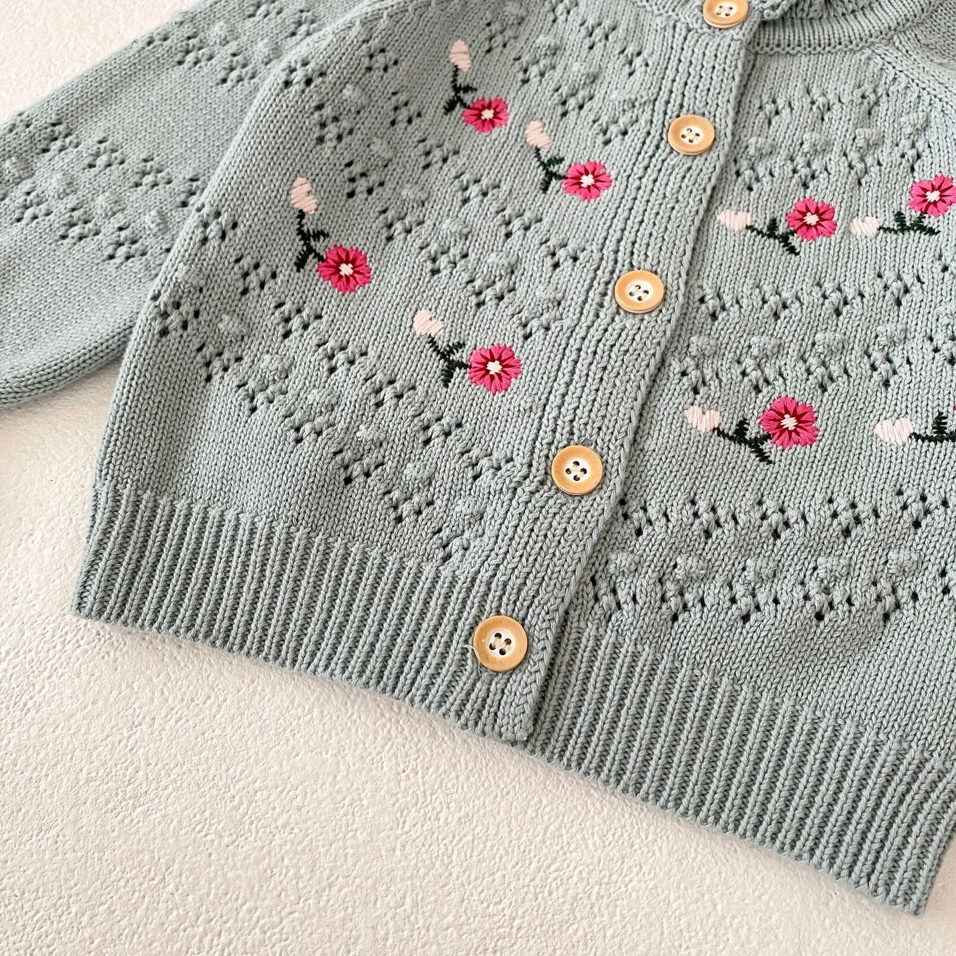 Baby Kid Girls Flower Embroidered Cardigan Wholesale 24011162