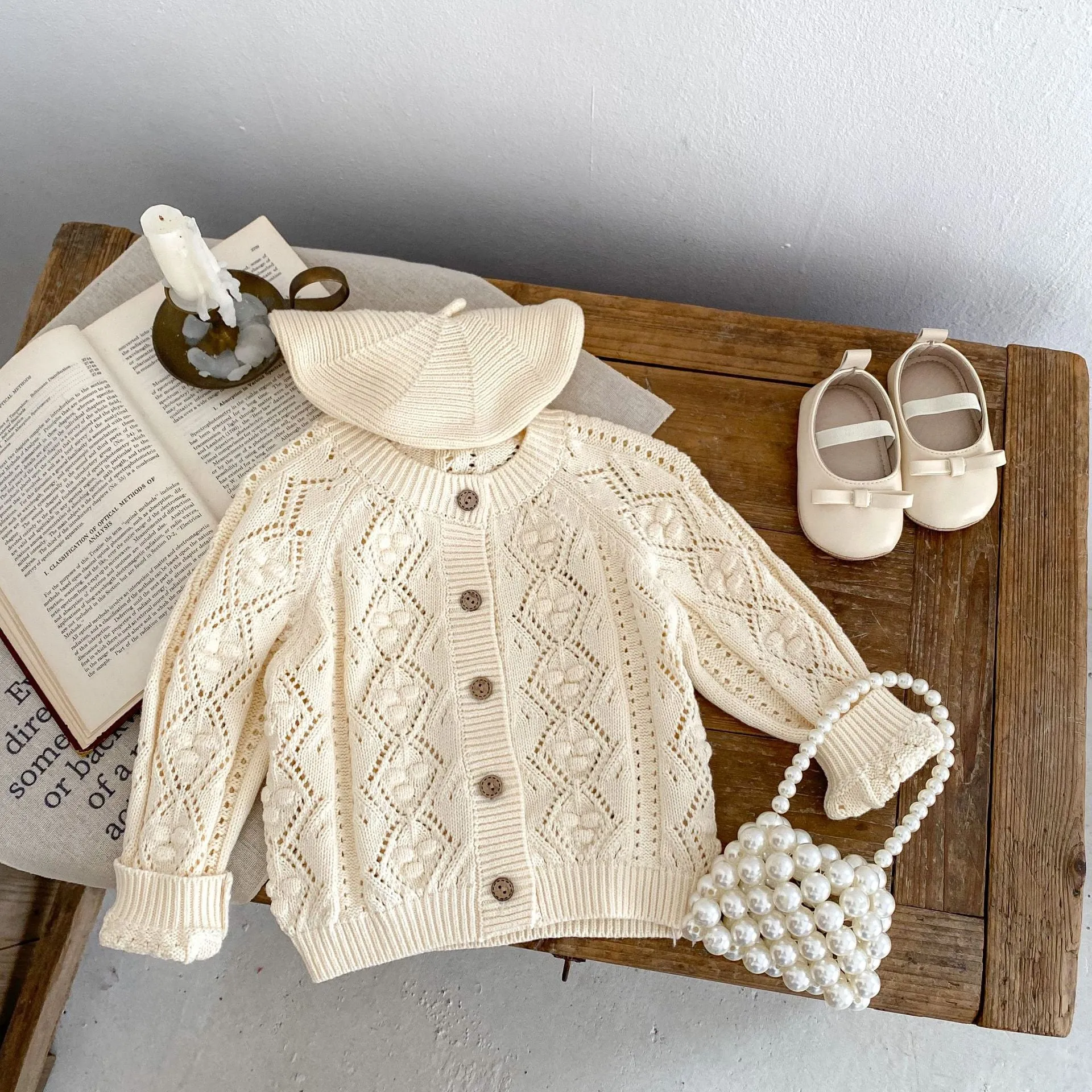 Baby Kid Girls Solid Color Embroidered Cardigan Wholesale 24011153