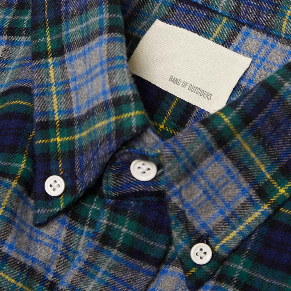 Band Of Outsiders Button Down Checked Flannel ShirtNavy & Green