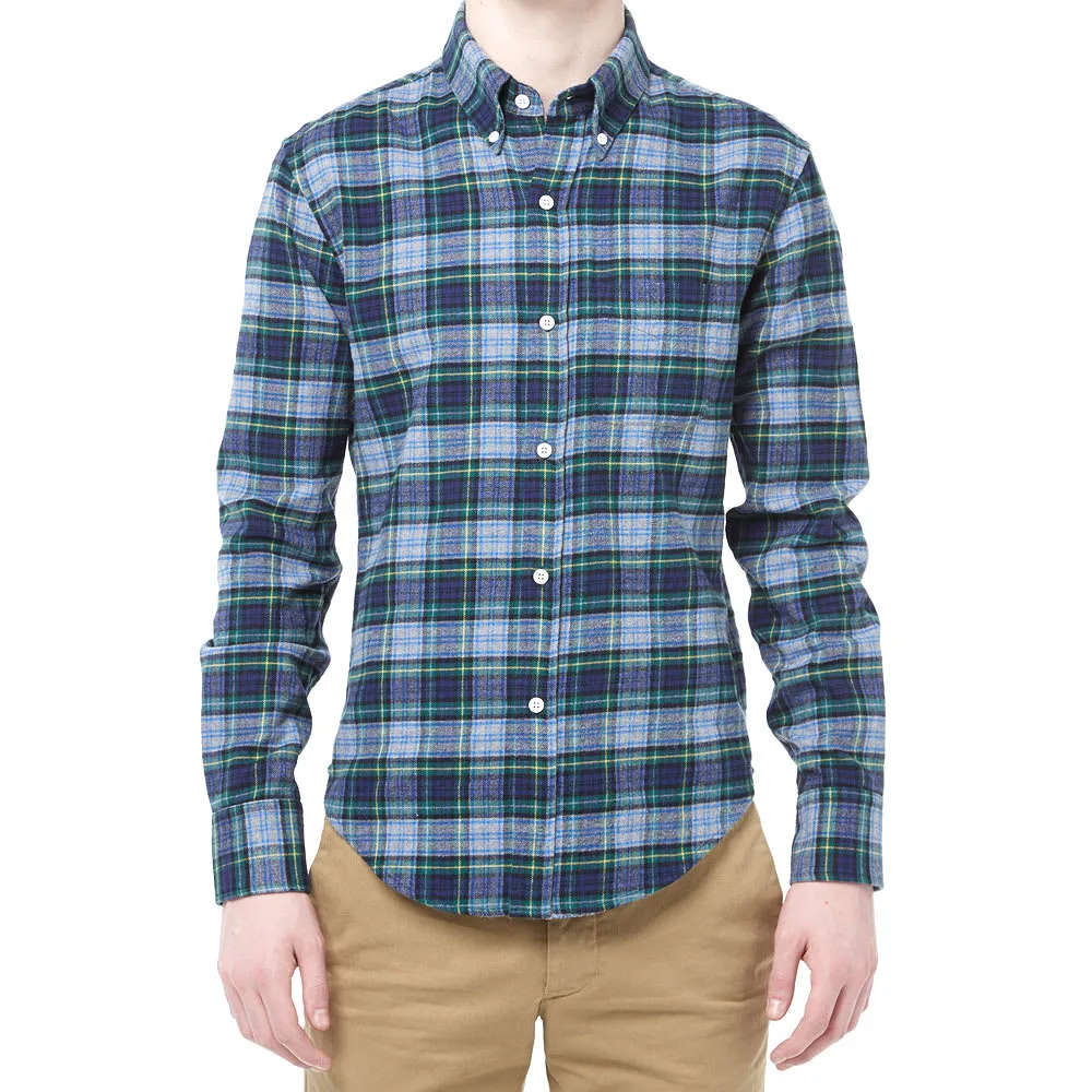 Band Of Outsiders Button Down Checked Flannel ShirtNavy & Green