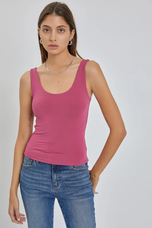 Basic Double Lined Scoop Neck Tank