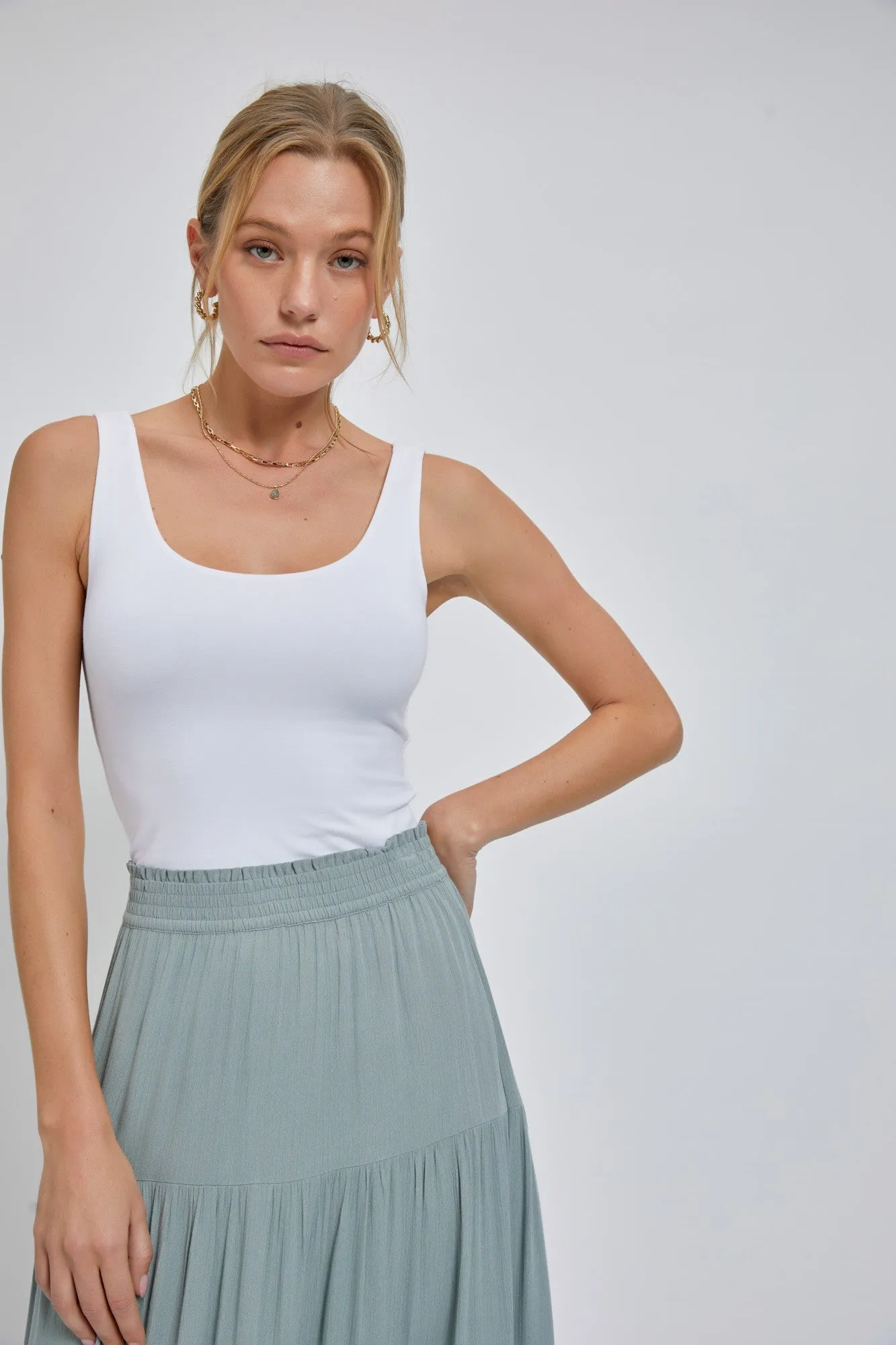 Basic Double Lined Scoop Neck Tank