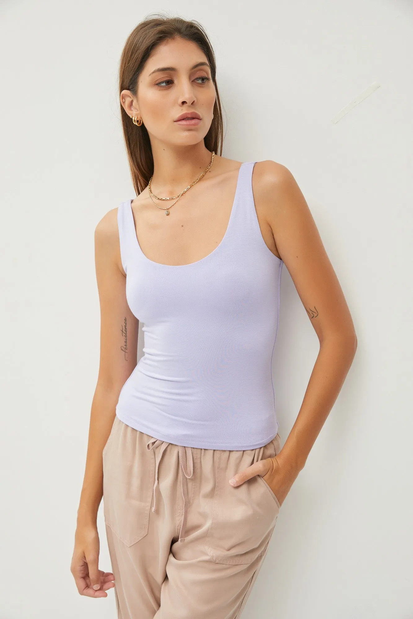 Basic Double Lined Scoop Neck Tank