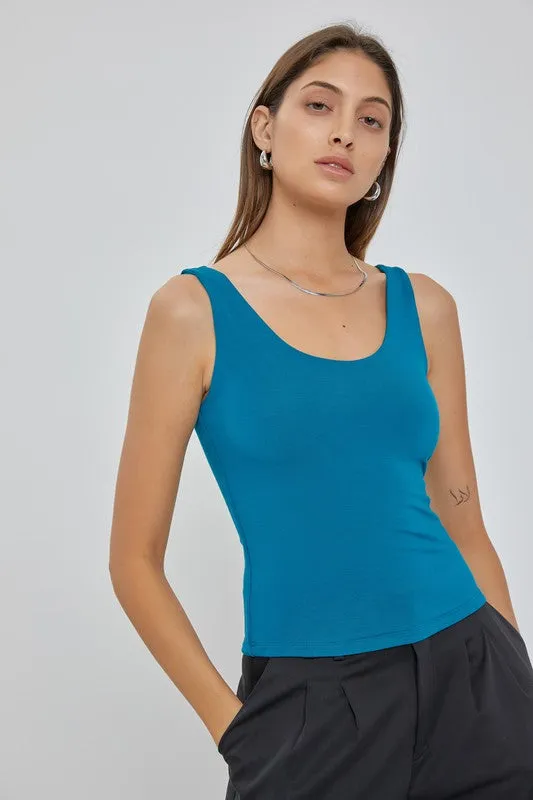 Basic Double Lined Scoop Neck Tank