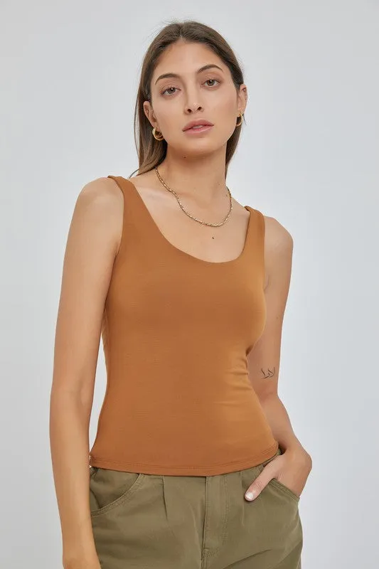 Basic Double Lined Scoop Neck Tank