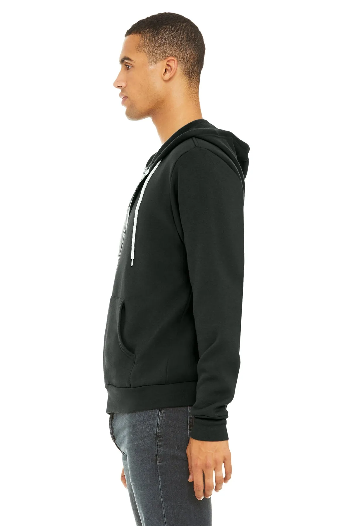 Bella Canvas Unisex Fleece Full-Zip Hoodie, Dark Grey