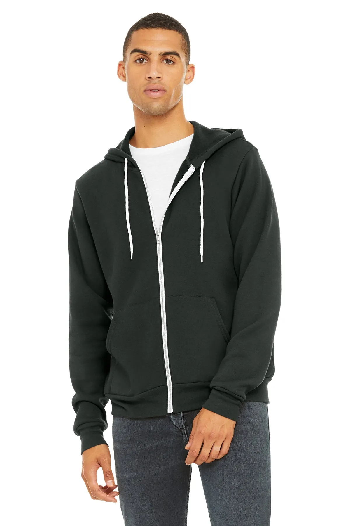 Bella Canvas Unisex Fleece Full-Zip Hoodie, Dark Grey