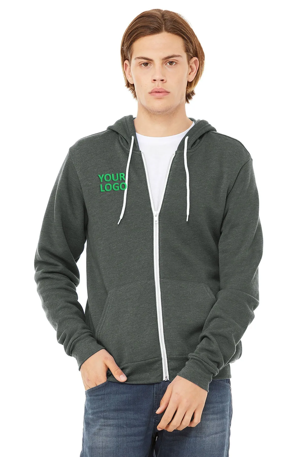 Bella Canvas Unisex Fleece Full-Zip Hoodie, Deep Heather