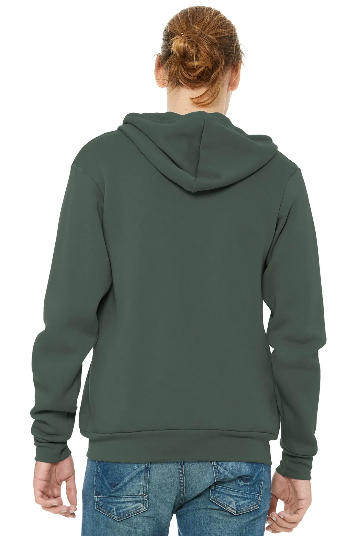 Bella Canvas Unisex Fleece Full-Zip Hoodie, Military Green