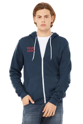 Bella Canvas Unisex Fleece Full-Zip Hoodie, Navy