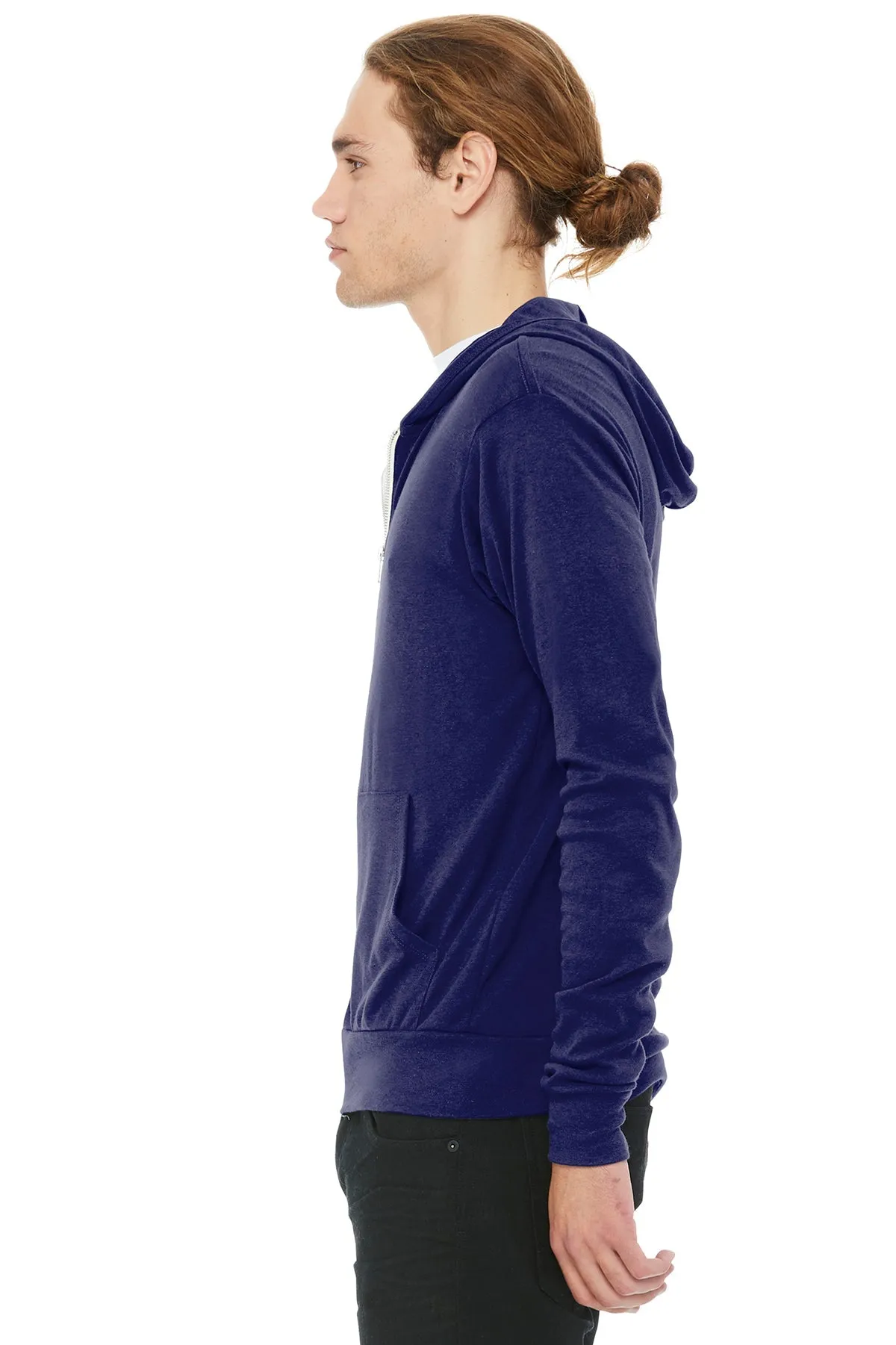 Bella Canvas Unisex Triblend Full-Zip Lightweight Hoodie, Navy