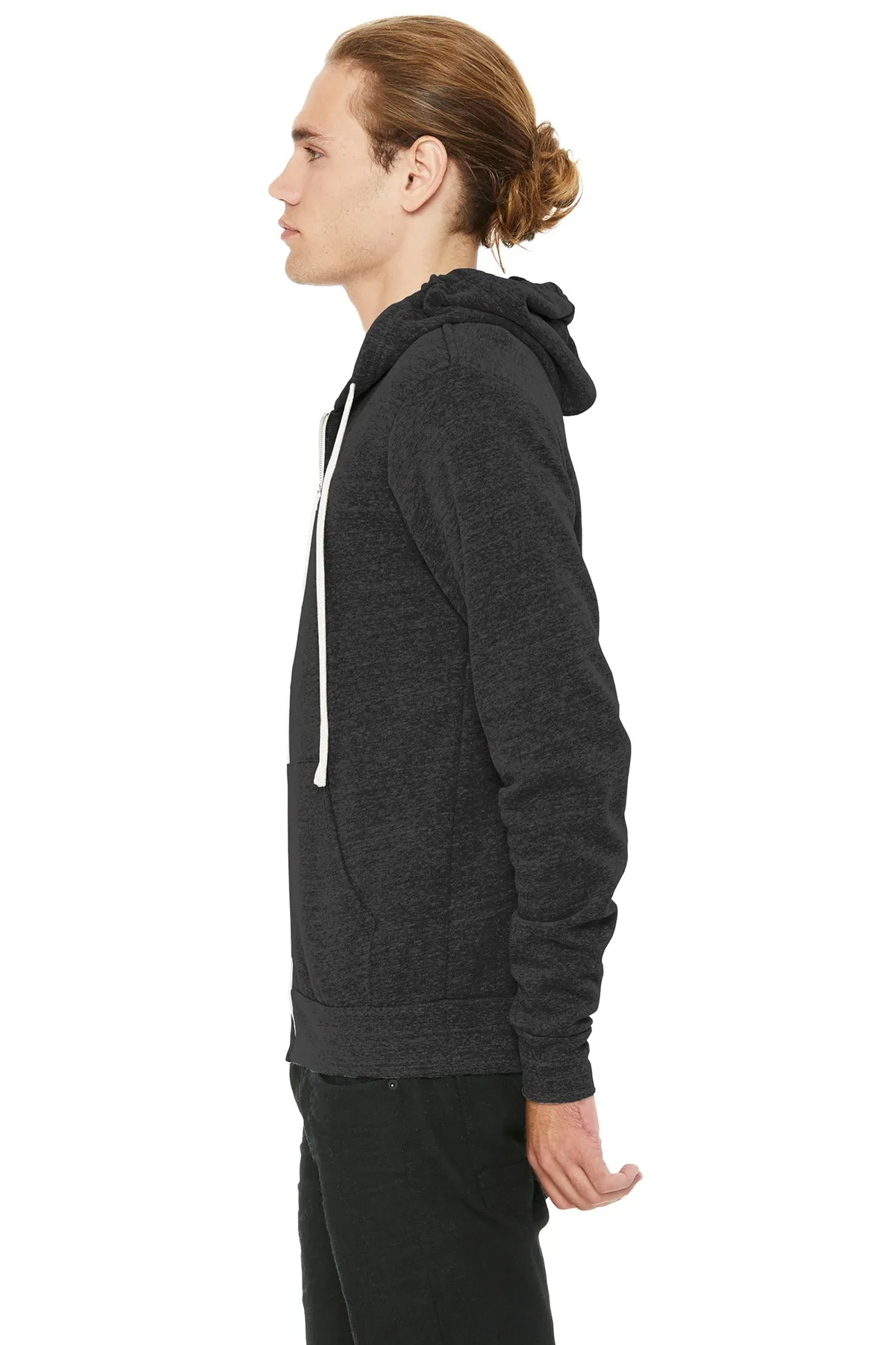 Bella Canvas Unisex Triblend Sponge Fleece Full-Zip Hoodie, Charcoal Black