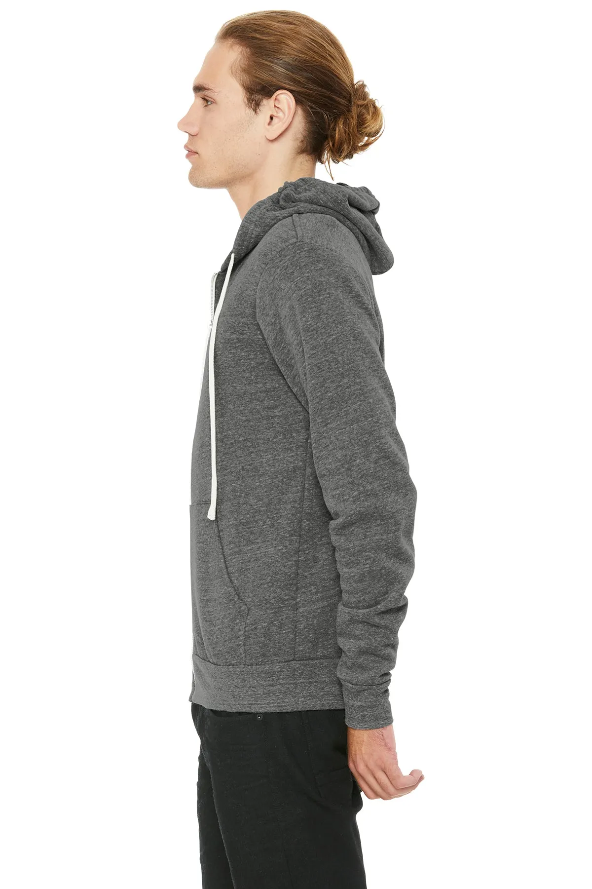 Bella Canvas Unisex Triblend Sponge Fleece Full-Zip Hoodie, Grey