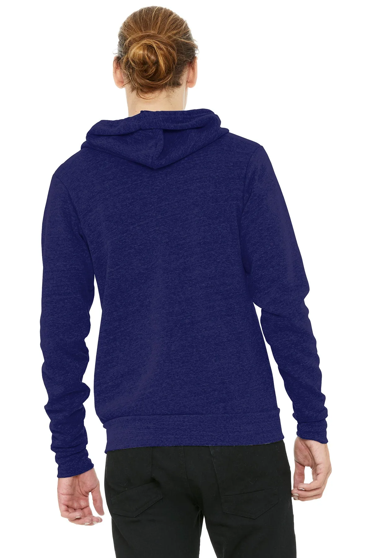 Bella Canvas Unisex Triblend Sponge Fleece Full-Zip Hoodie, Navy