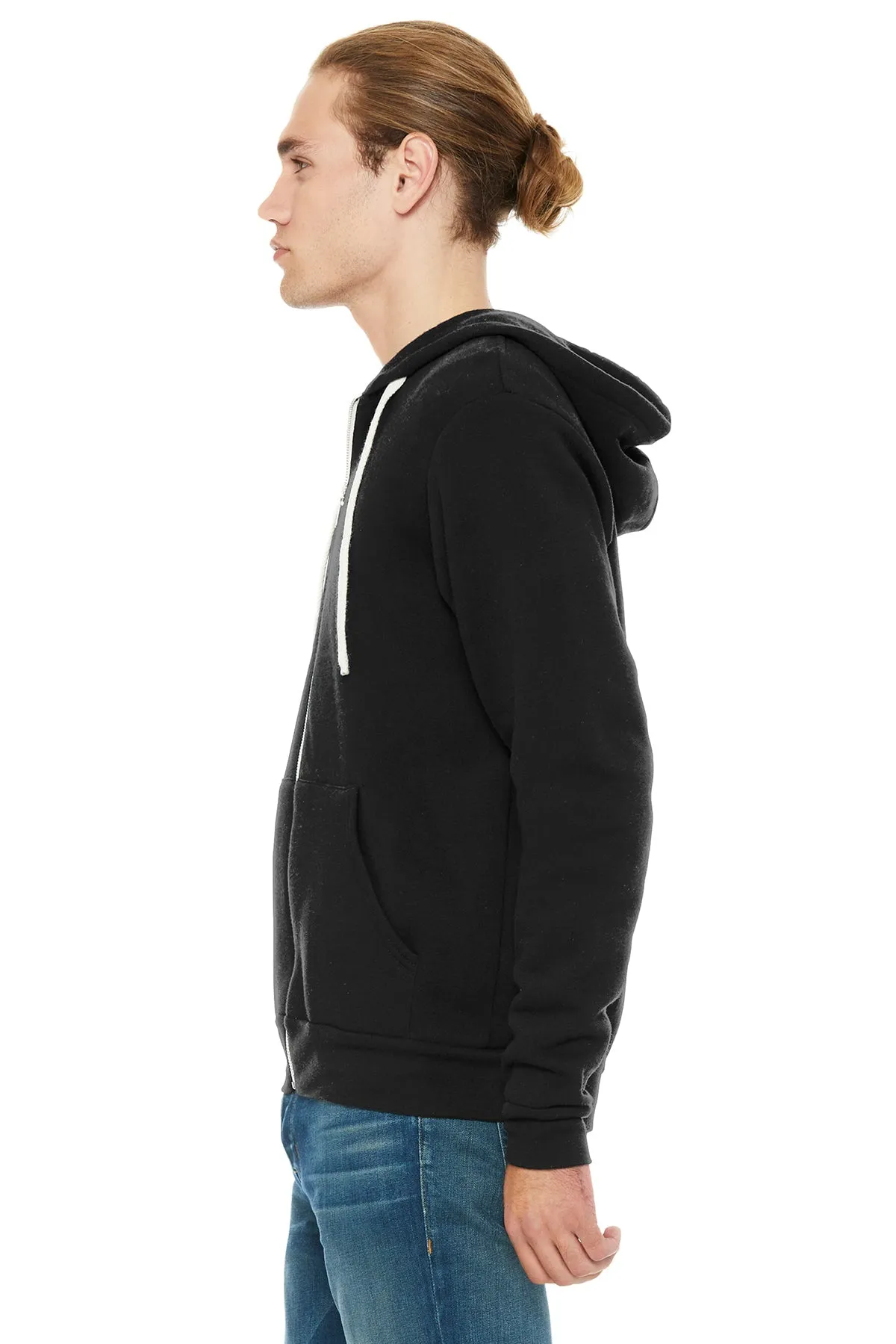 Bella Canvas Unisex Triblend Sponge Fleece Full-Zip Hoodie, Solid Black