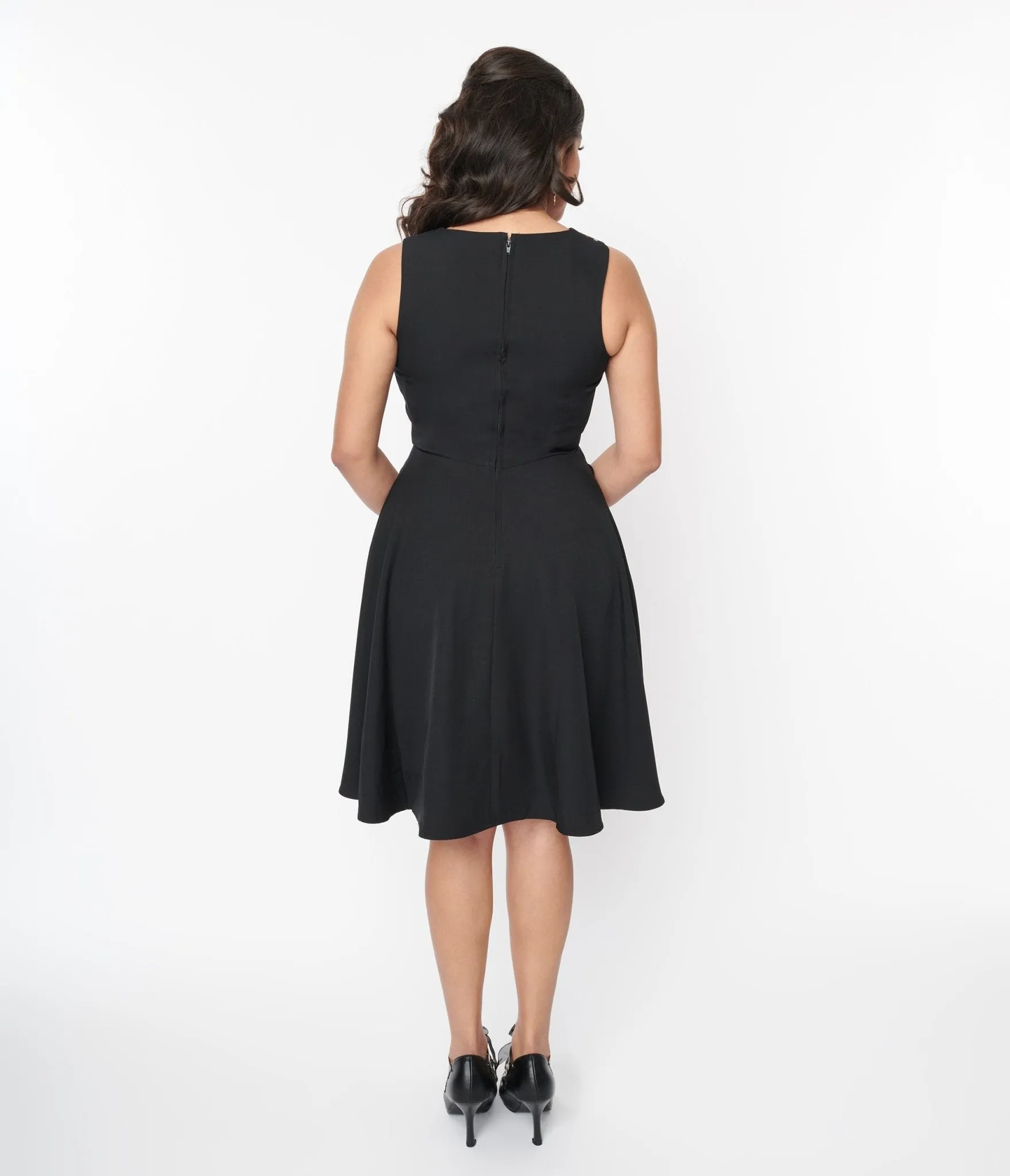 Black & Pumpkin Embroidered Flare Dress