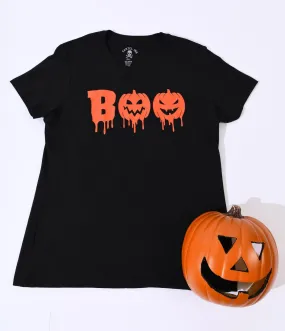 Black Boo Pumpkins Fitted Graphic Tee