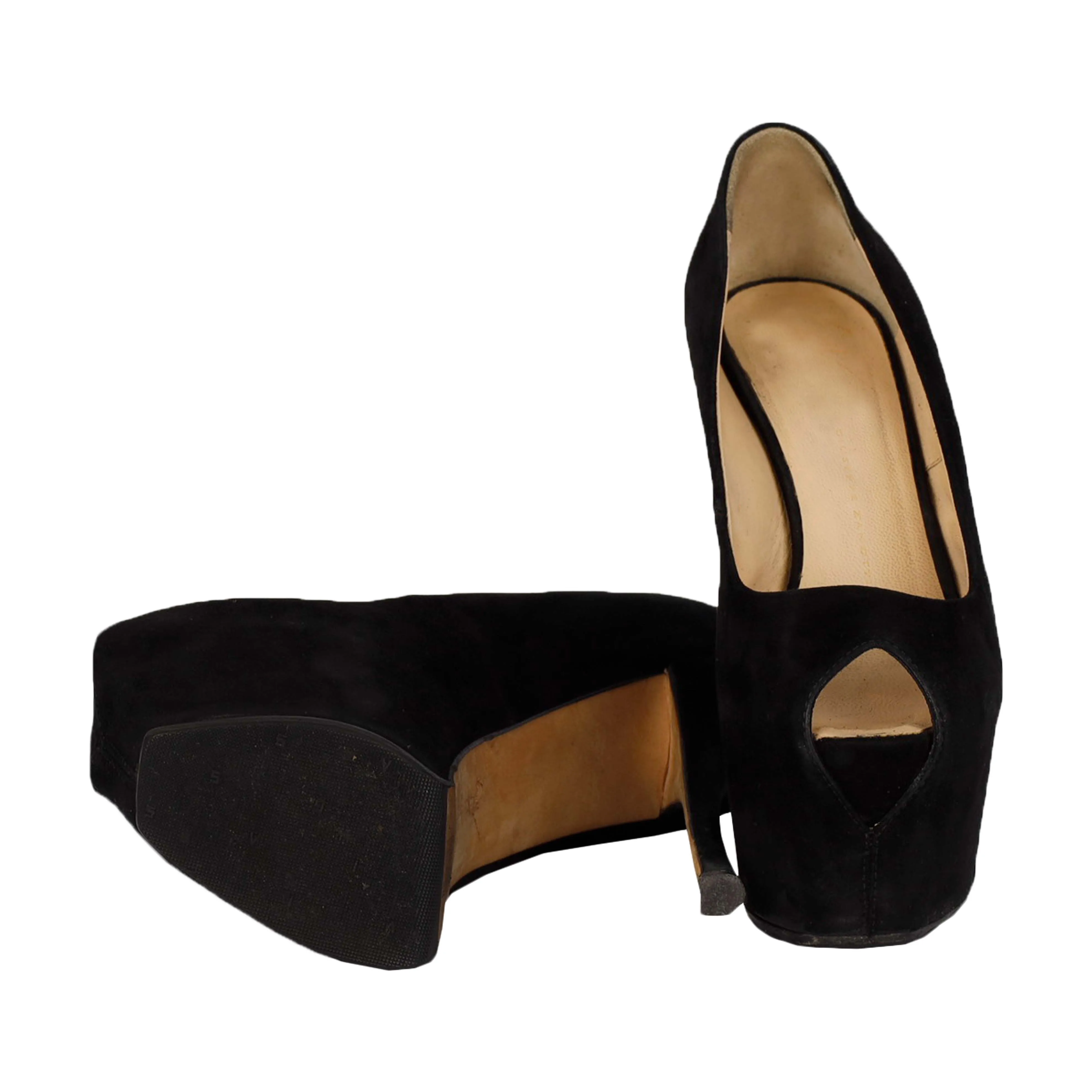 Black Suede Platform High Heel Shoes - '20s