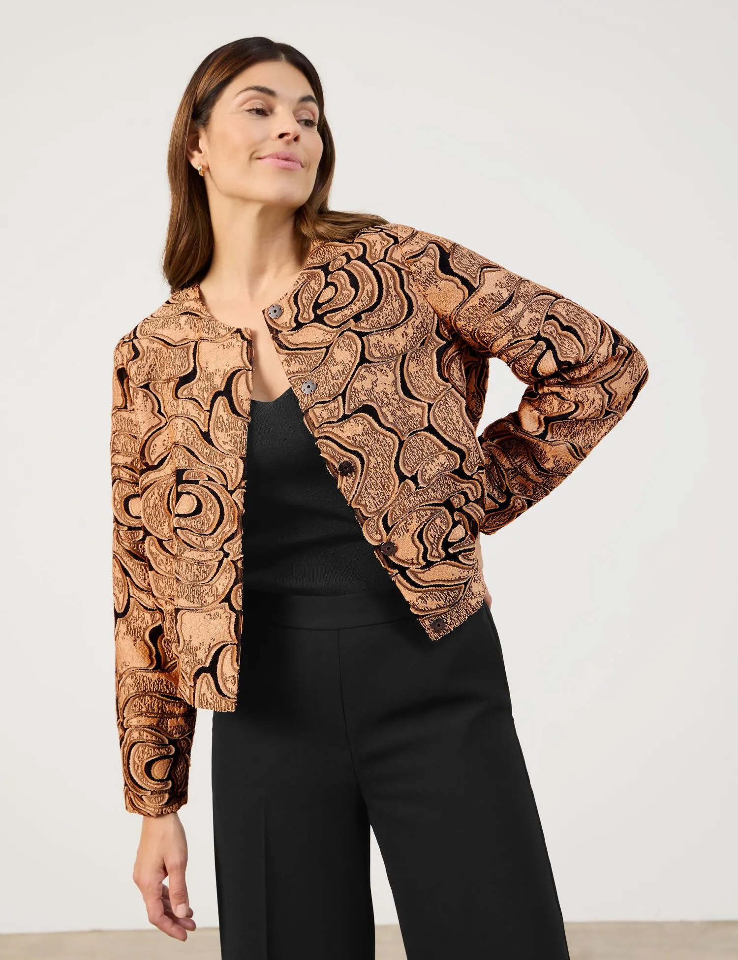 Blazer jacket in brocade fabric