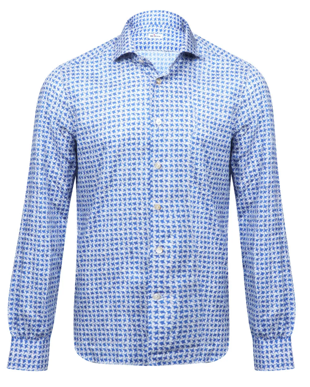 Blue and Ivory Houndstooth Sportshirt