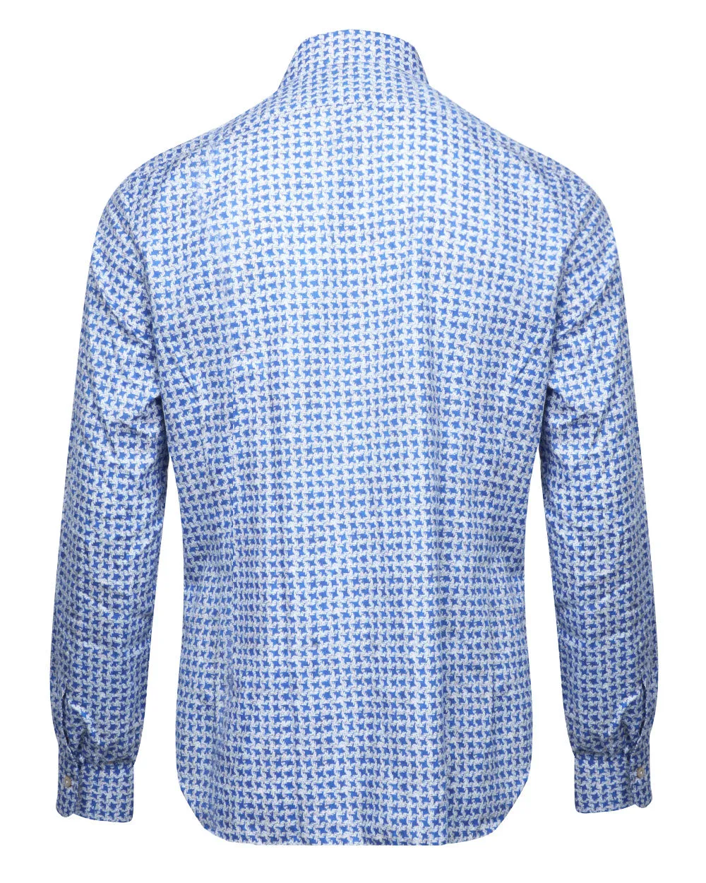 Blue and Ivory Houndstooth Sportshirt