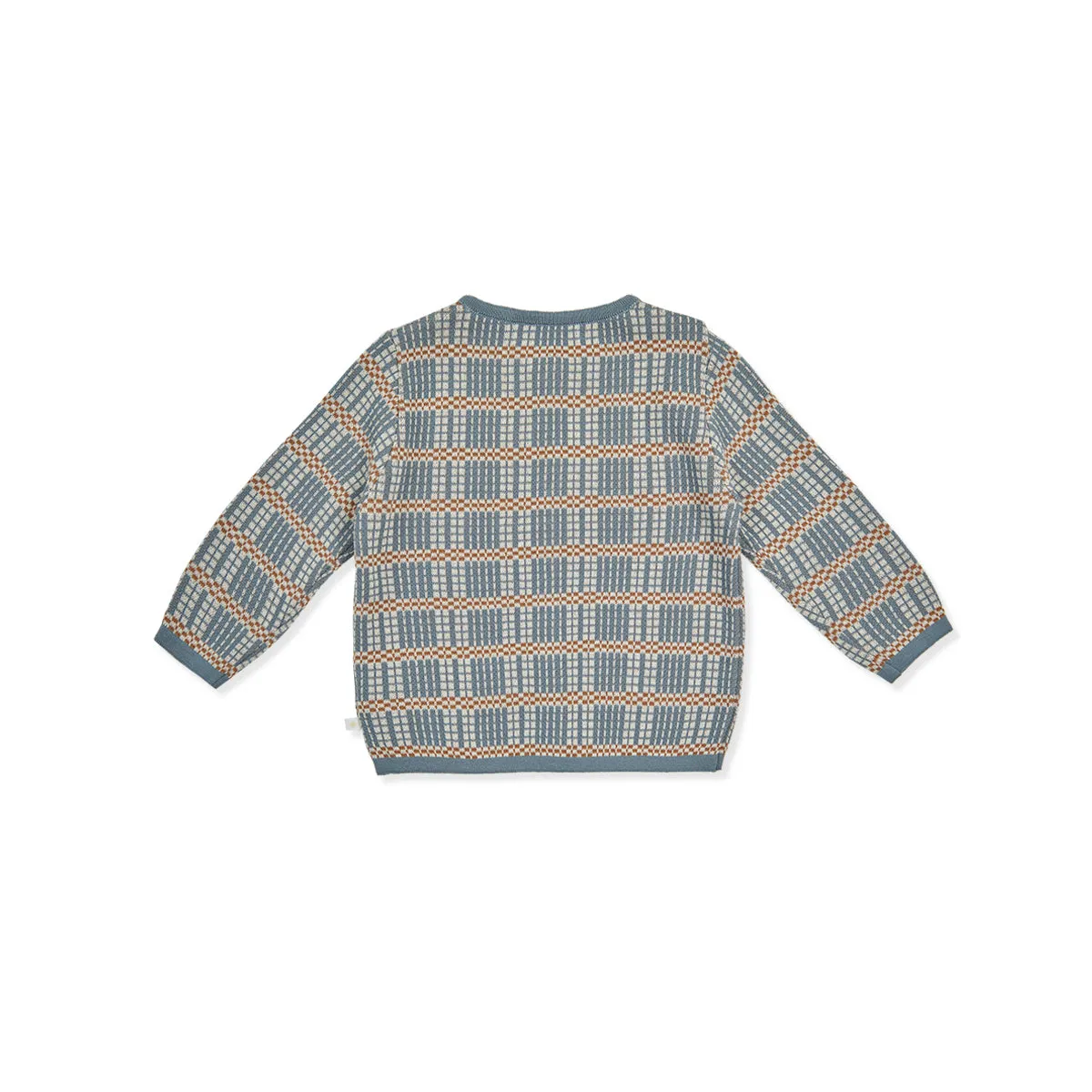 BNU24S38005-Grayish Blue Fickle Check Knit Cardigan