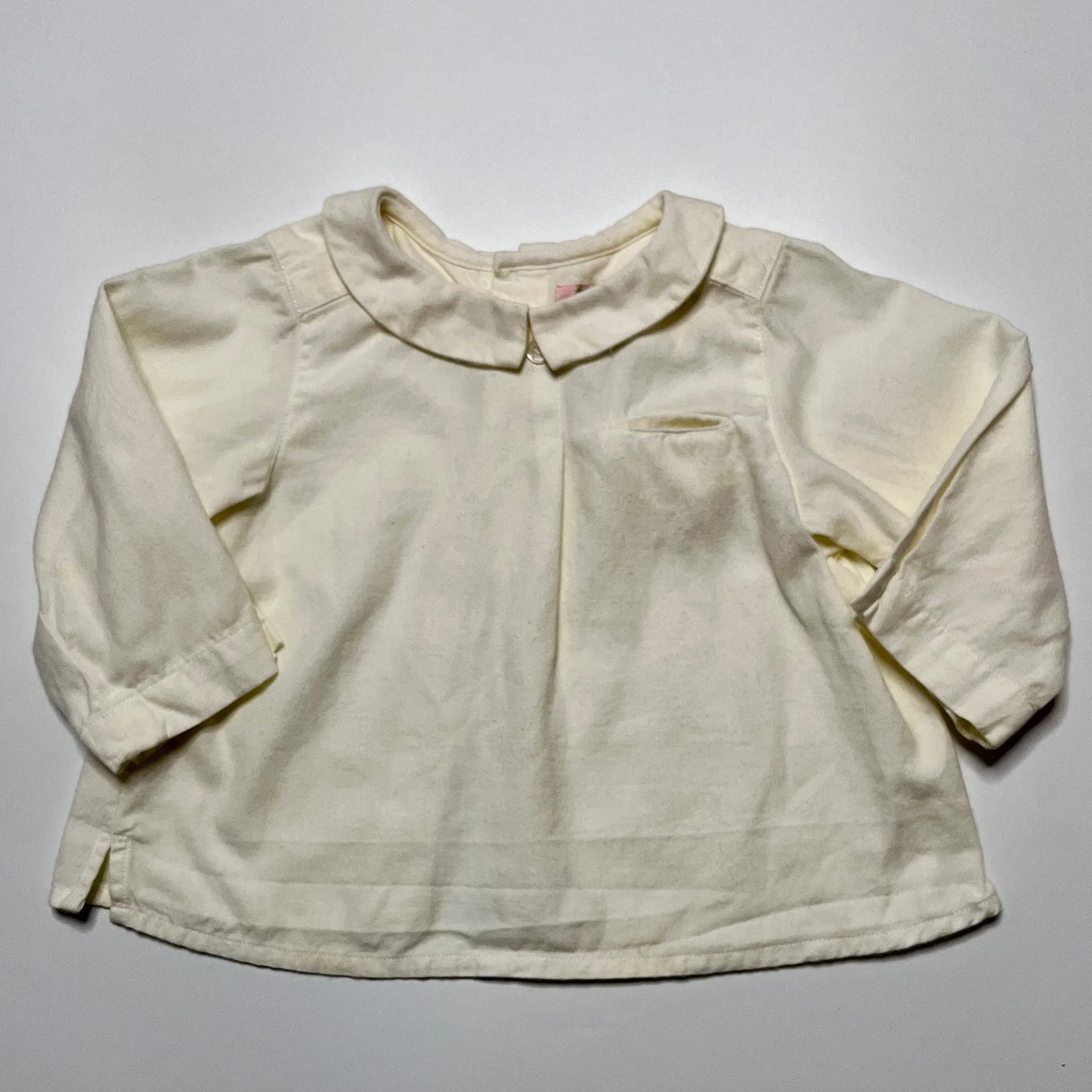 Bonpoint Cream Tunic Shirt With Collar: 6 Months