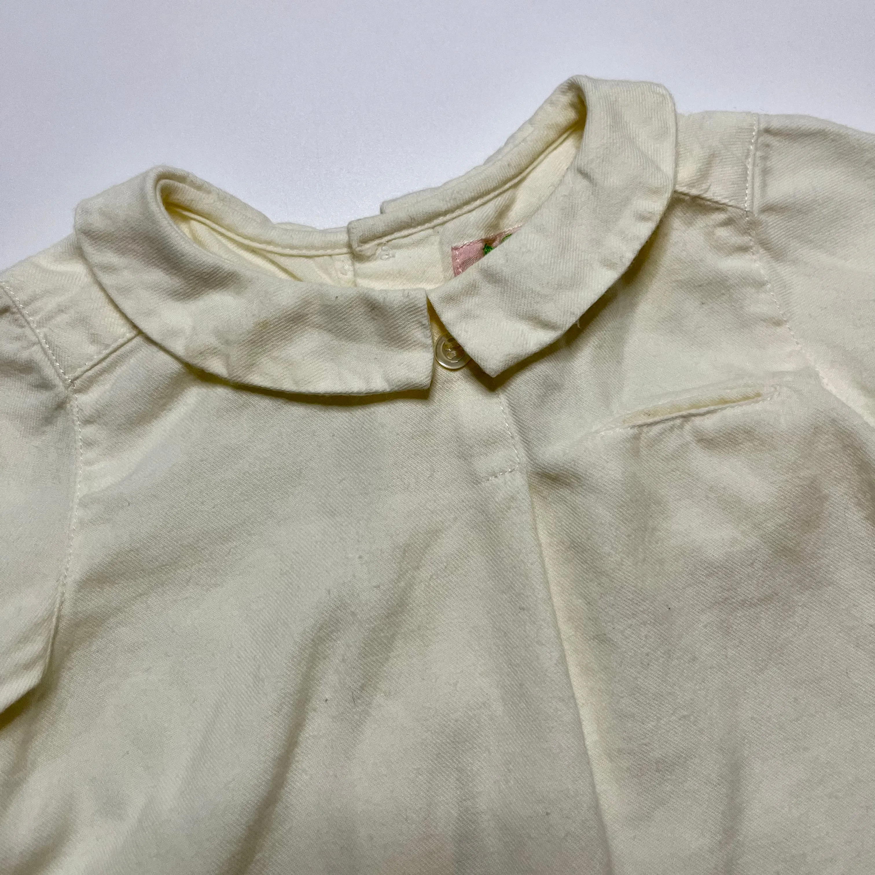 Bonpoint Cream Tunic Shirt With Collar: 6 Months