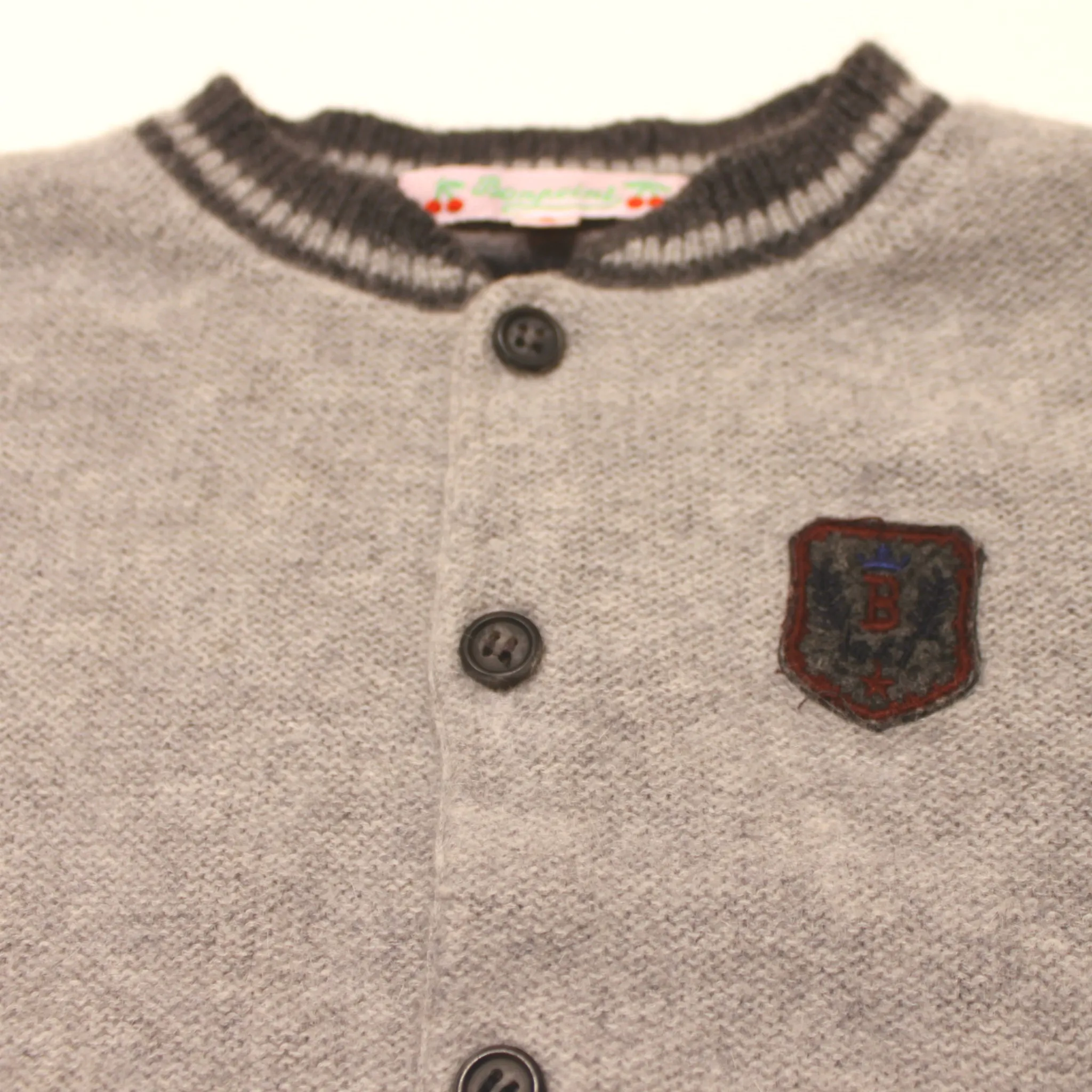 Bonpoint Grey Varsity Style Angora/ Wool Mix Cardigan: 2 Years