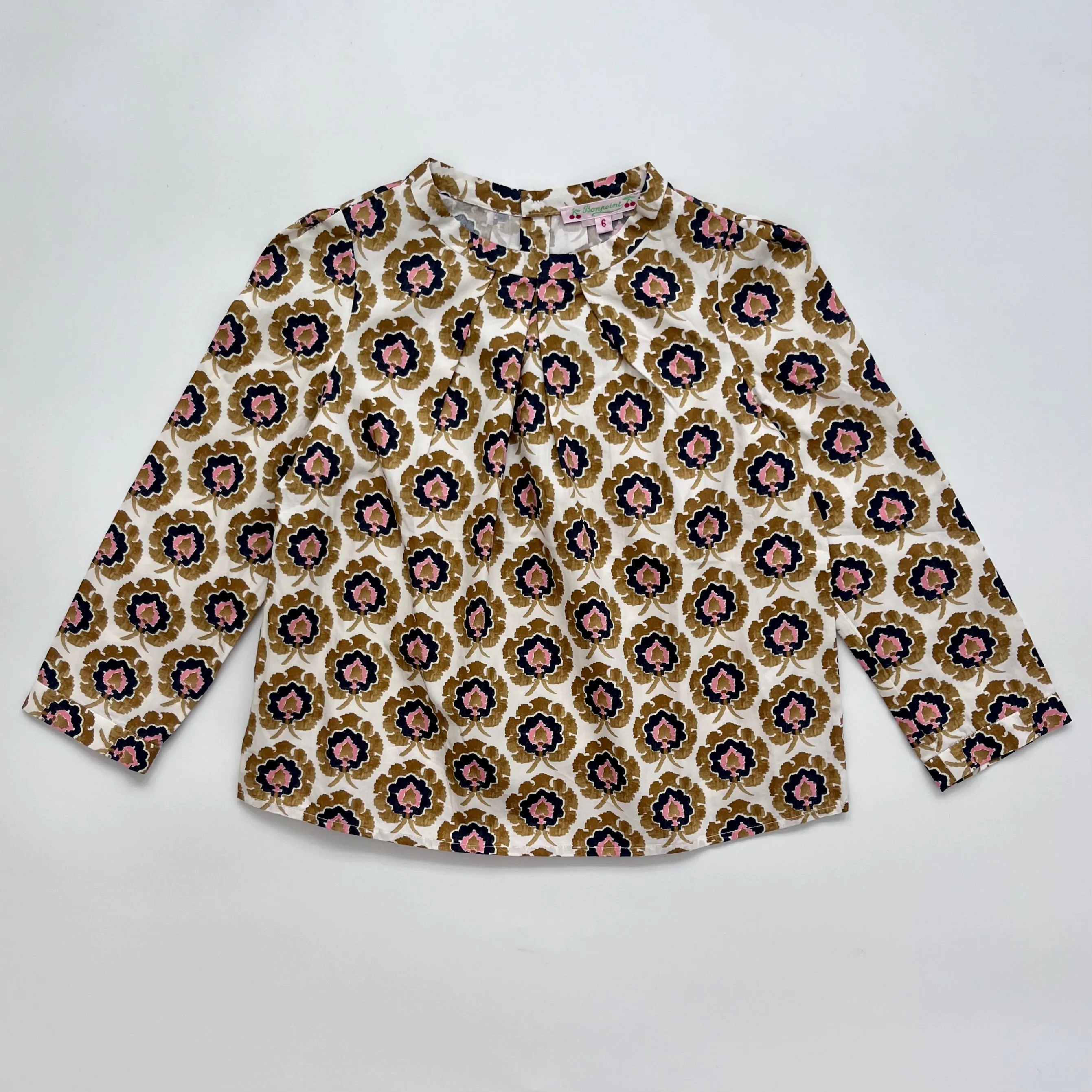 Bonpoint Mustard Floral Print Blouse: 6 Years