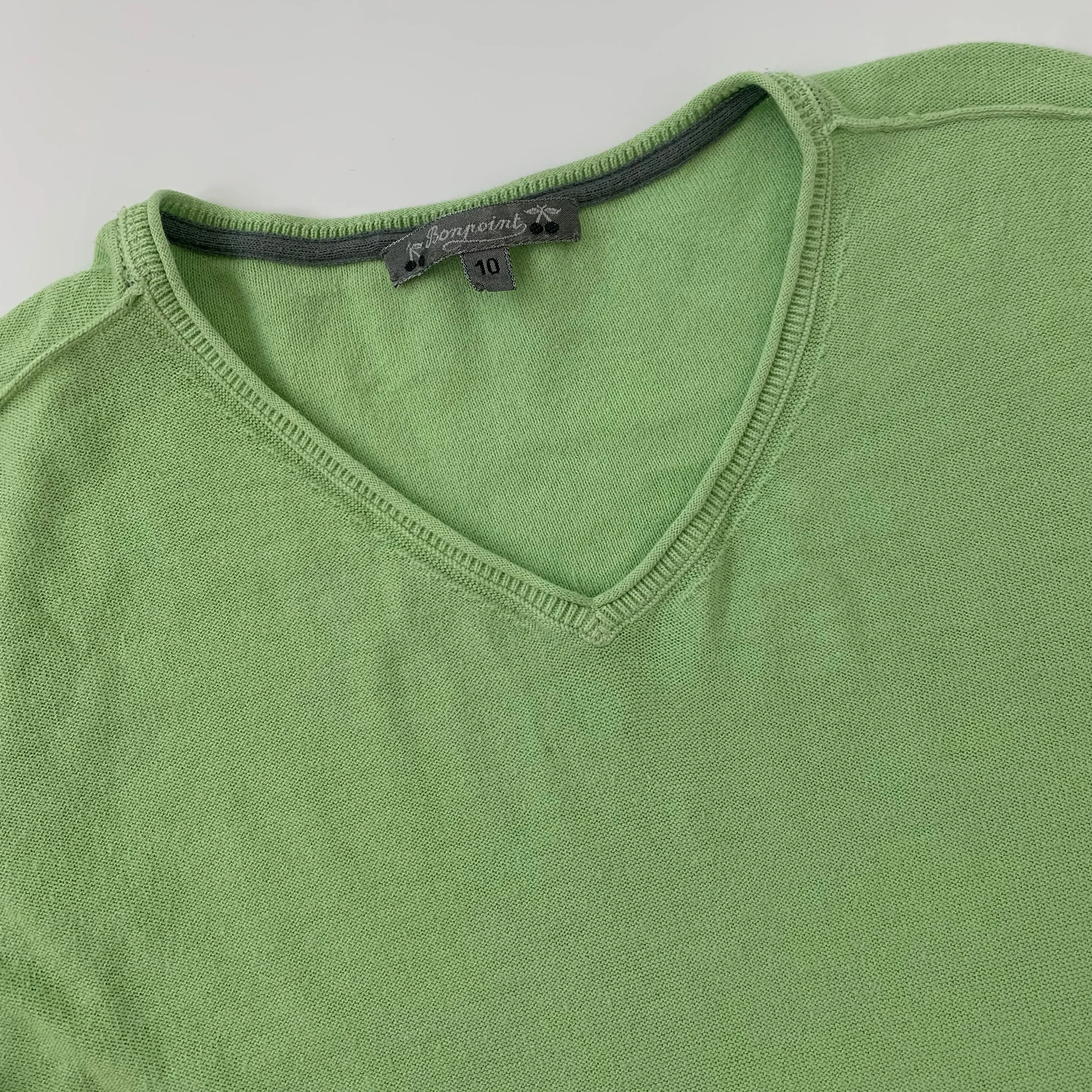 Bonpoint Pale Lime Cotton Jumper: 10 Years