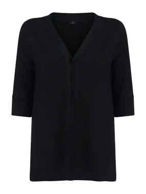 Cardigan in jersey di viscosa crêpe - Nero