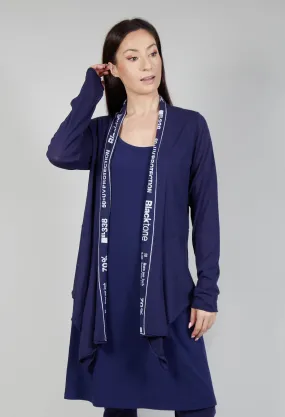 Cardigan with Lettering Detail in Azur Jacquard